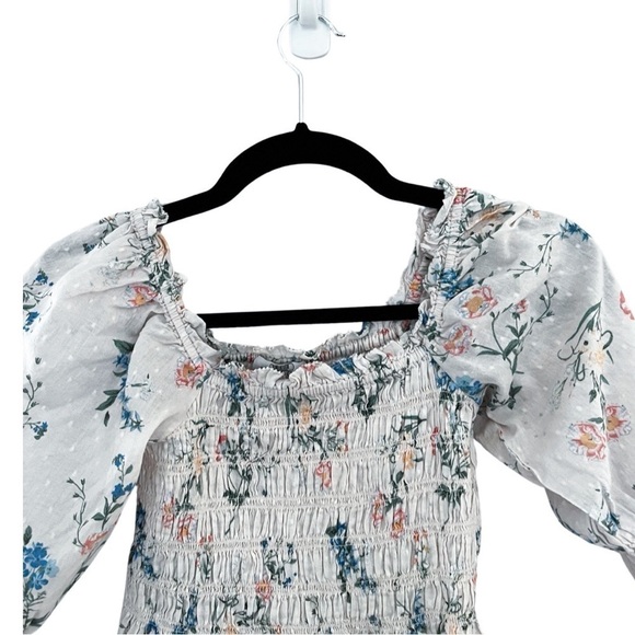 SAYLOR Puff Sleeve Blouse Top Size Small Boho Crop Blue Pink Cream Floral Sz M - Picture 4 of 7